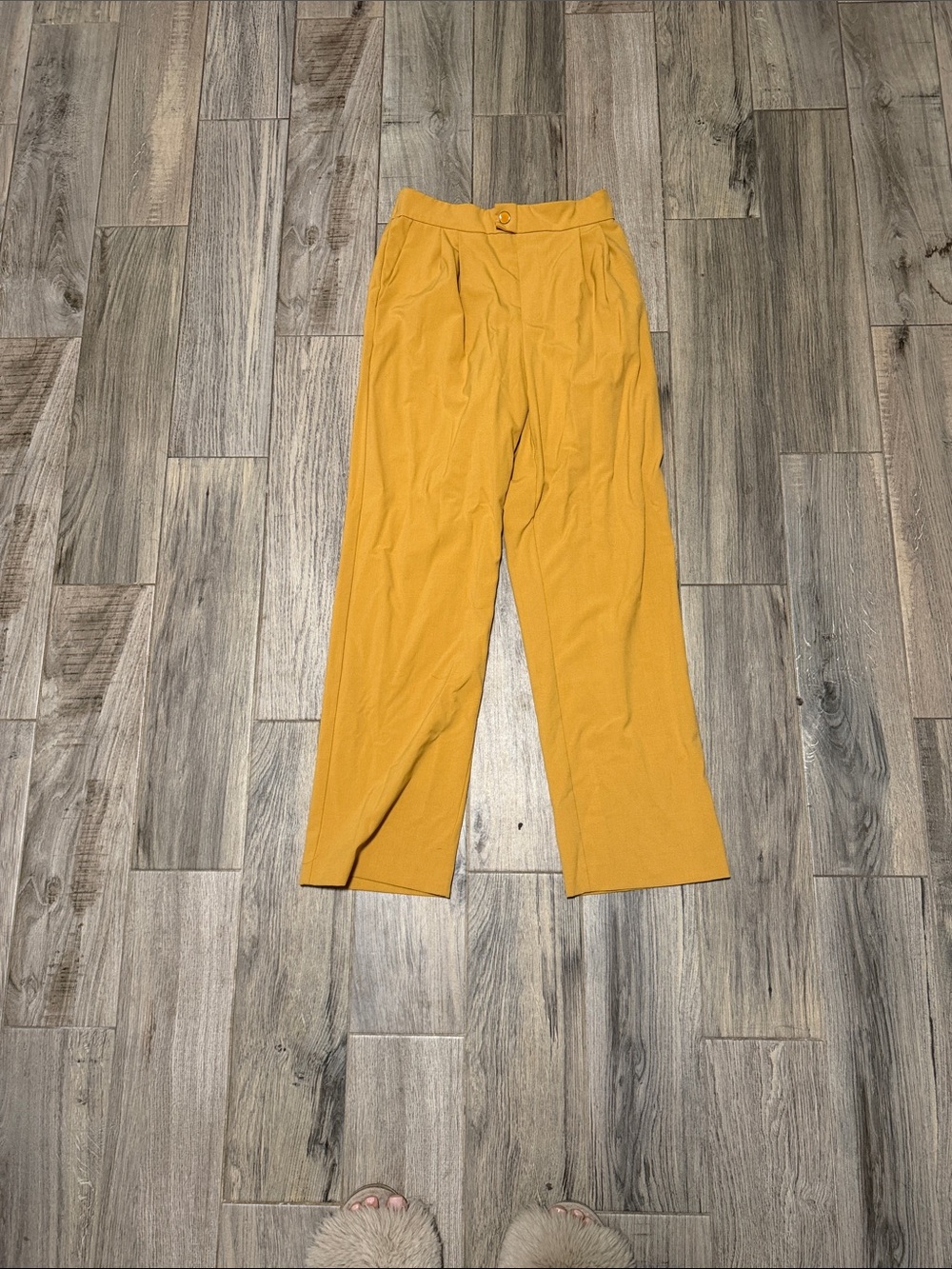 High-Rise Wide-Leg Pants in Mustard Yellow